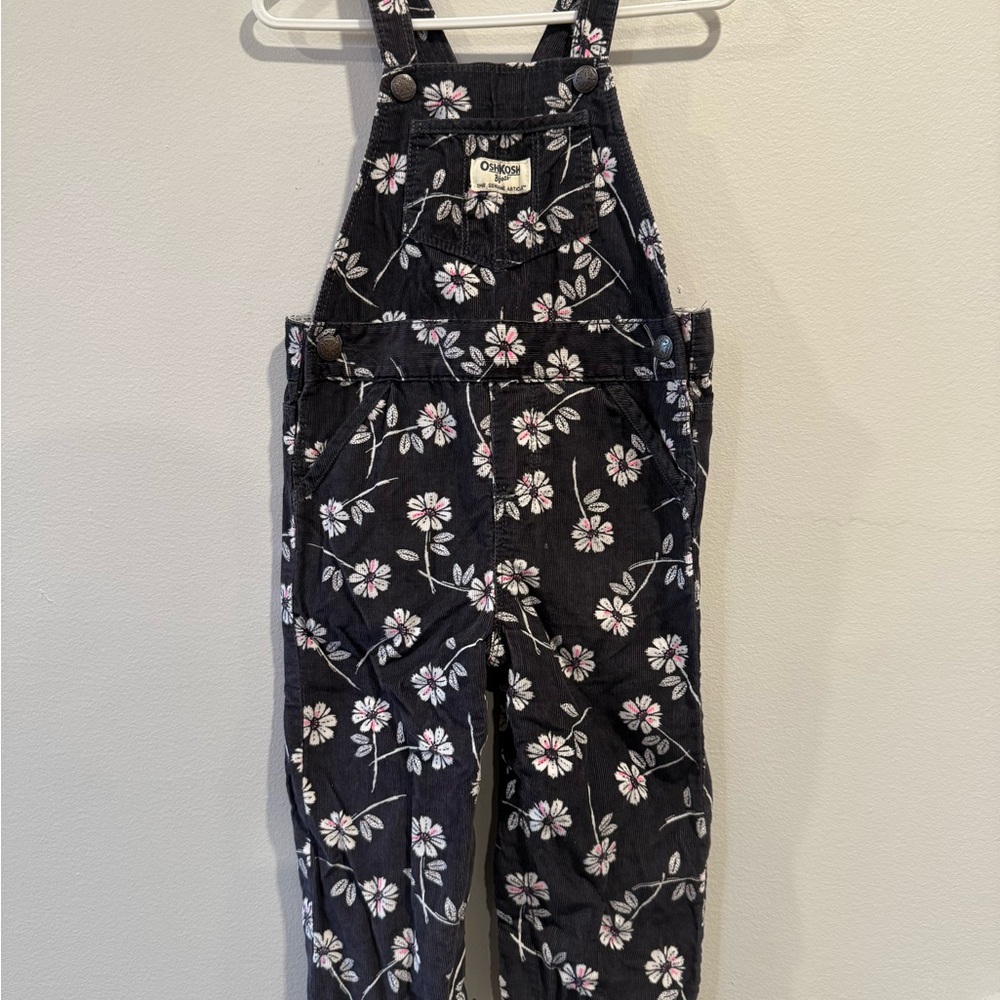 OshKosh B'gosh Black and White Floral Overalls